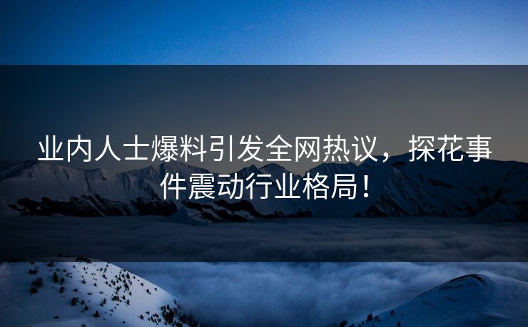 业内人士爆料引发全网热议，探花事件震动行业格局！