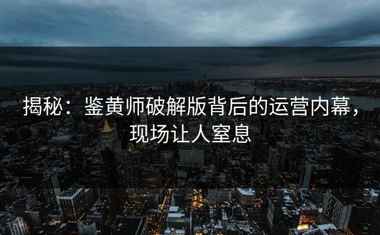 揭秘：鉴黄师破解版背后的运营内幕，现场让人窒息