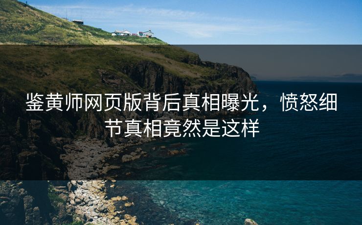 鉴黄师网页版背后真相曝光，愤怒细节真相竟然是这样