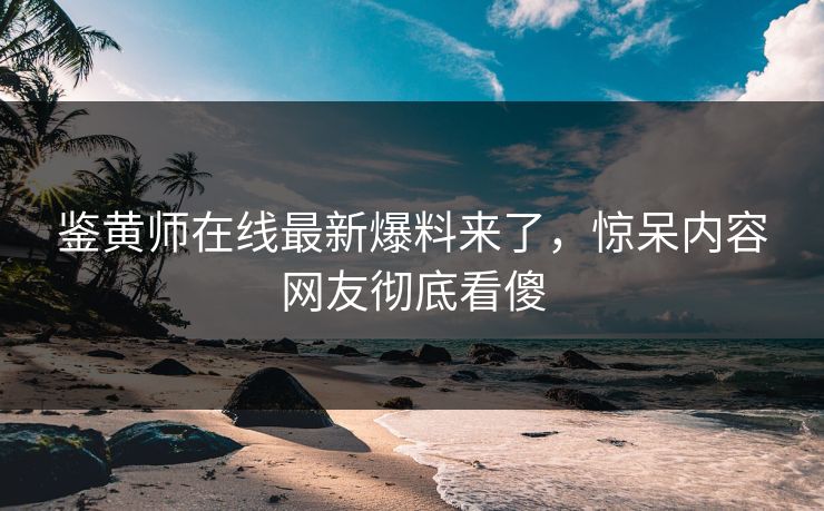 鉴黄师在线最新爆料来了，惊呆内容网友彻底看傻