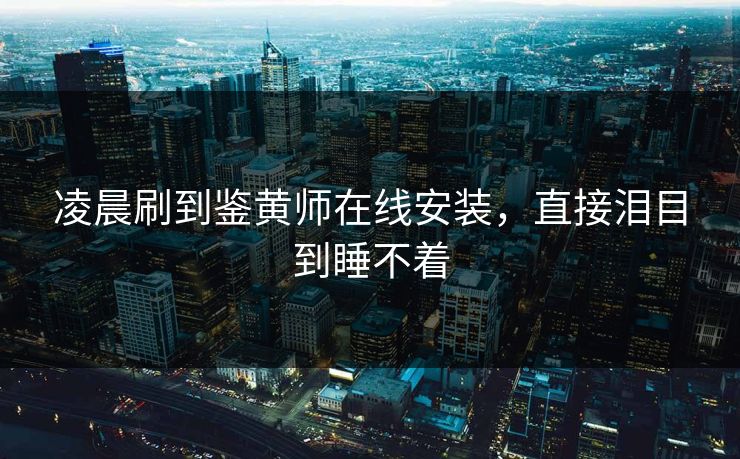凌晨刷到鉴黄师在线安装，直接泪目到睡不着