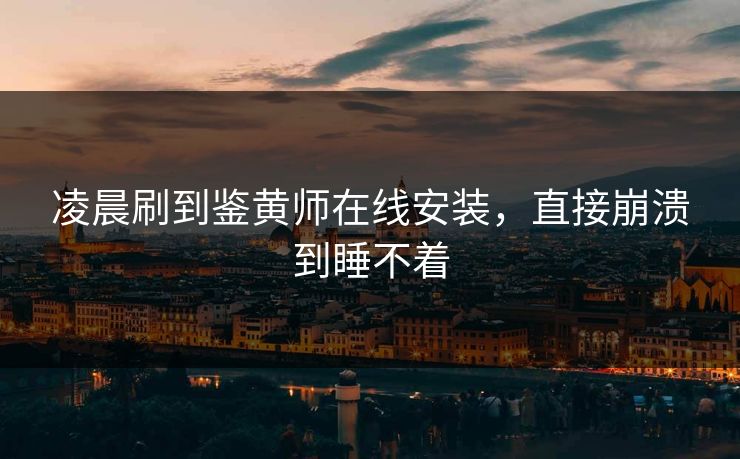 凌晨刷到鉴黄师在线安装，直接崩溃到睡不着