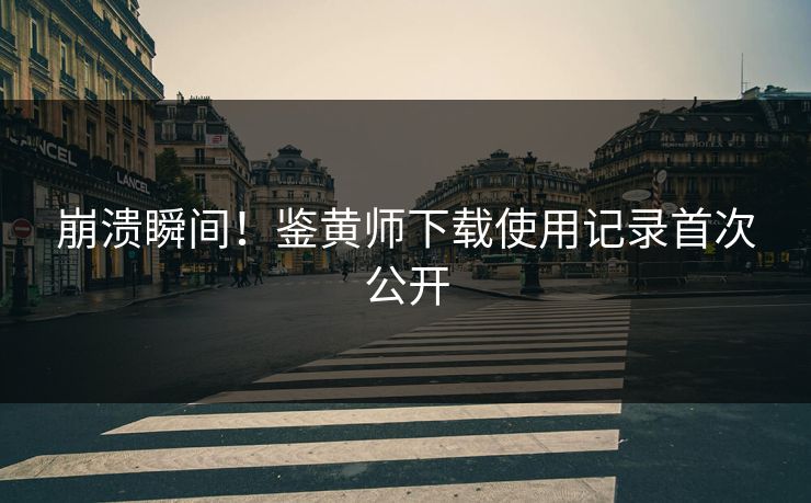 崩溃瞬间！鉴黄师下载使用记录首次公开