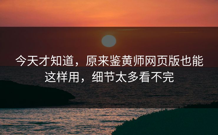 今天才知道，原来鉴黄师网页版也能这样用，细节太多看不完