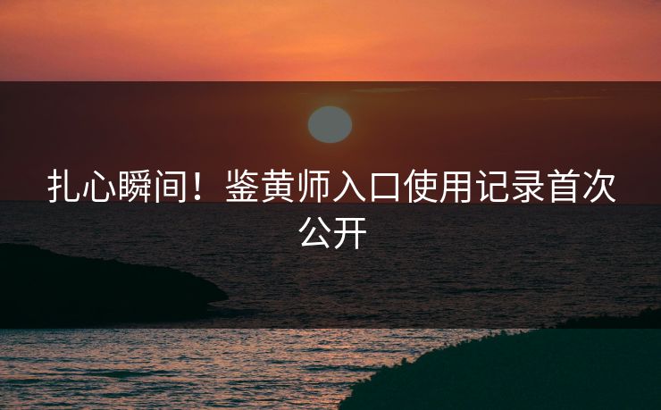 扎心瞬间！鉴黄师入口使用记录首次公开