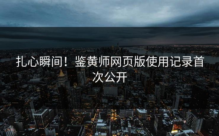 扎心瞬间！鉴黄师网页版使用记录首次公开