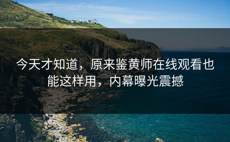 今天才知道，原来鉴黄师在线观看也能这样用，内幕曝光震撼