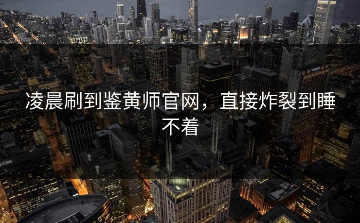 凌晨刷到鉴黄师官网，直接炸裂到睡不着