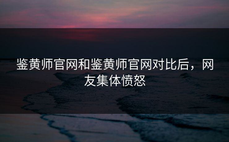 鉴黄师官网和鉴黄师官网对比后，网友集体愤怒