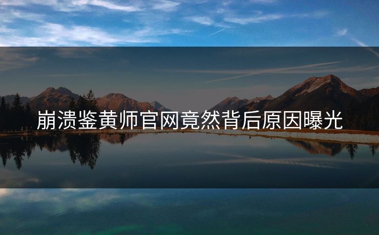 崩溃鉴黄师官网竟然背后原因曝光