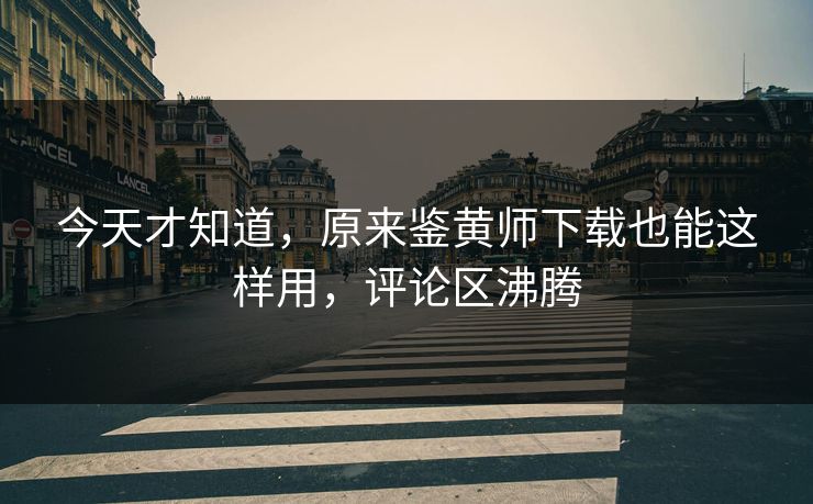 今天才知道，原来鉴黄师下载也能这样用，评论区沸腾