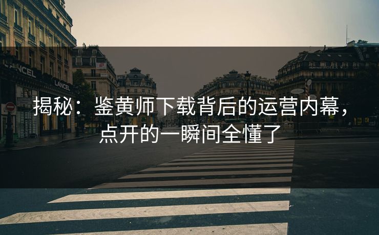 揭秘：鉴黄师下载背后的运营内幕，点开的一瞬间全懂了