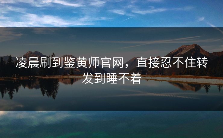 凌晨刷到鉴黄师官网，直接忍不住转发到睡不着