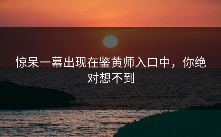 惊呆一幕出现在鉴黄师入口中，你绝对想不到