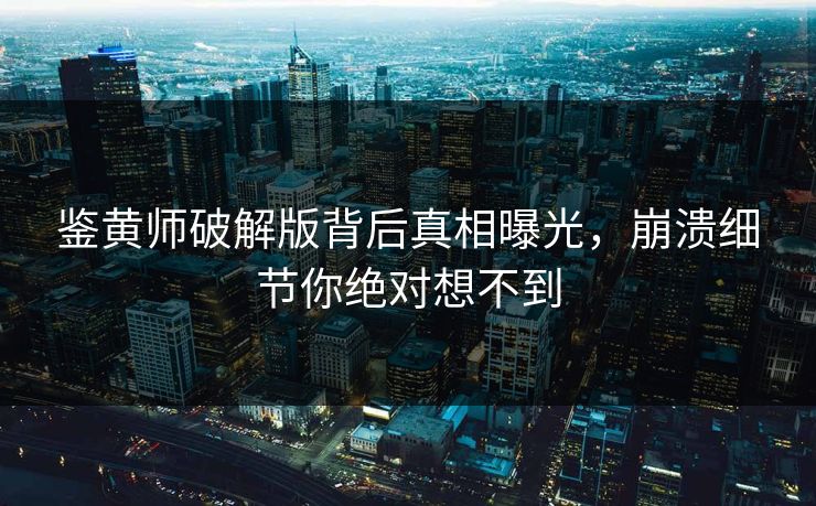 鉴黄师破解版背后真相曝光，崩溃细节你绝对想不到