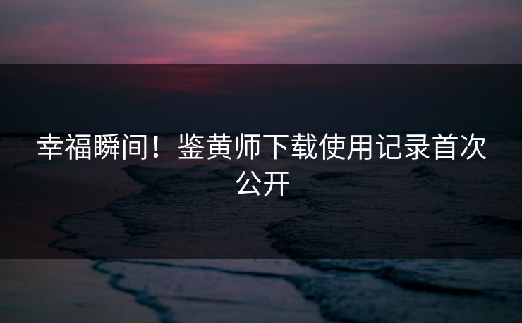幸福瞬间！鉴黄师下载使用记录首次公开