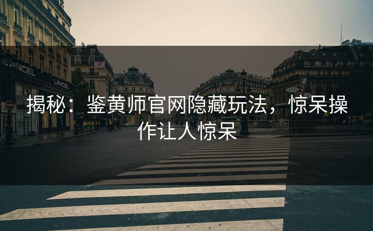 揭秘：鉴黄师官网隐藏玩法，惊呆操作让人惊呆