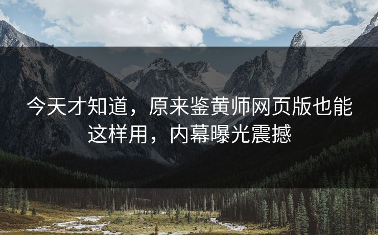 今天才知道，原来鉴黄师网页版也能这样用，内幕曝光震撼
