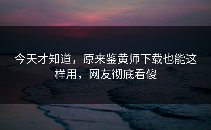 今天才知道，原来鉴黄师下载也能这样用，网友彻底看傻