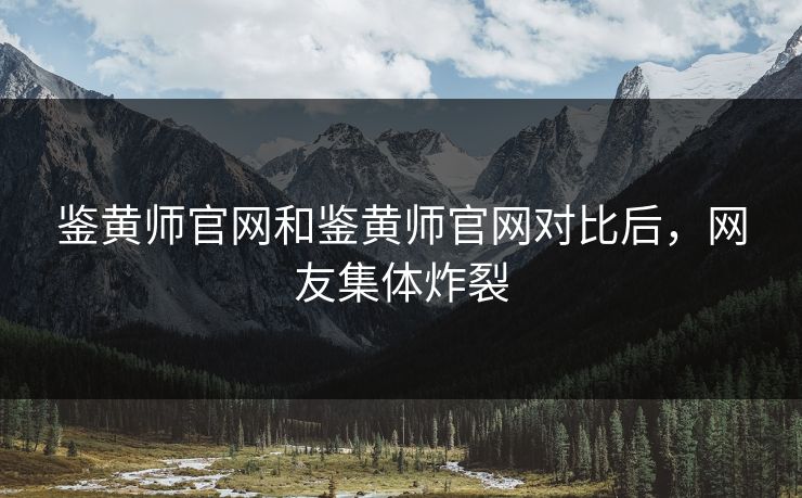 鉴黄师官网和鉴黄师官网对比后，网友集体炸裂