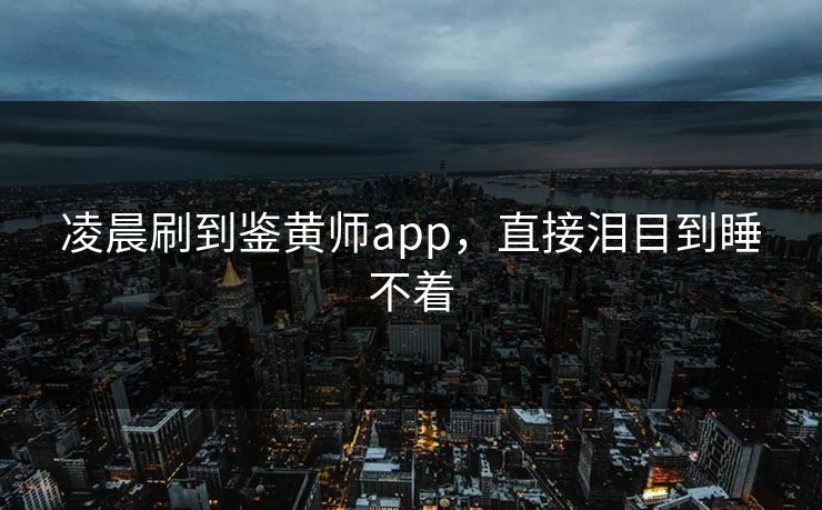 凌晨刷到鉴黄师app，直接泪目到睡不着