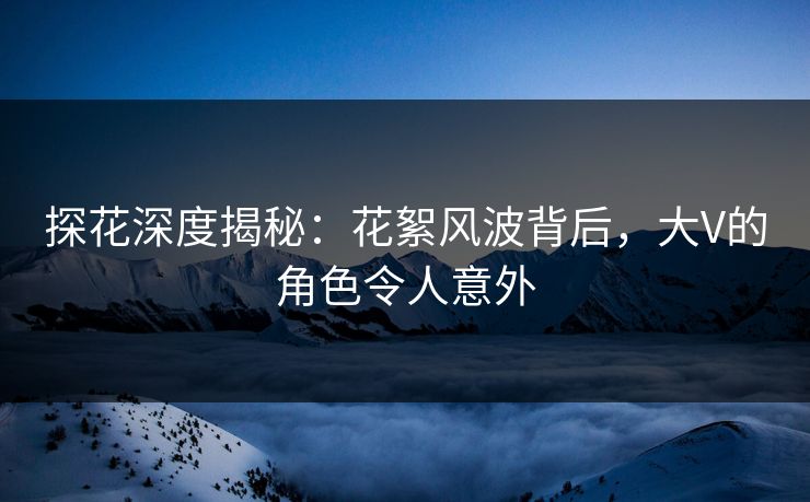 探花深度揭秘：花絮风波背后，大V的角色令人意外