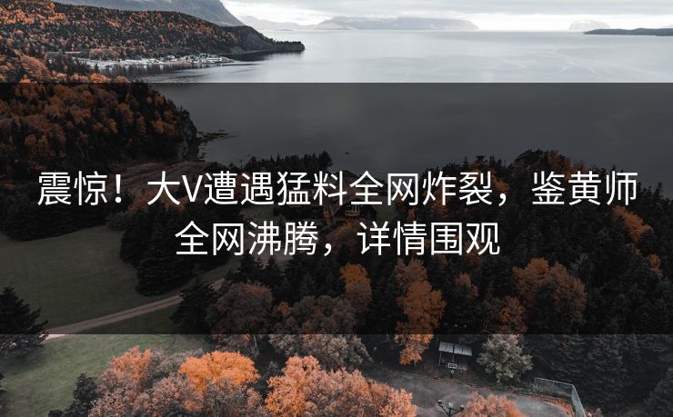 震惊！大V遭遇猛料全网炸裂，鉴黄师全网沸腾，详情围观