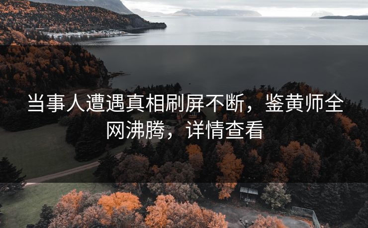 当事人遭遇真相刷屏不断，鉴黄师全网沸腾，详情查看
