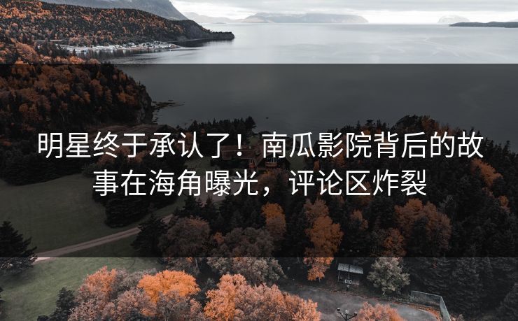 明星终于承认了！南瓜影院背后的故事在海角曝光，评论区炸裂
