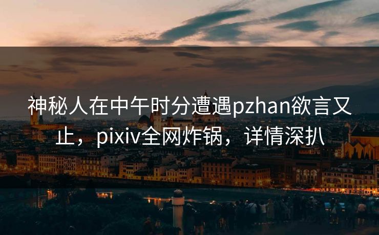 神秘人在中午时分遭遇pzhan欲言又止，pixiv全网炸锅，详情深扒