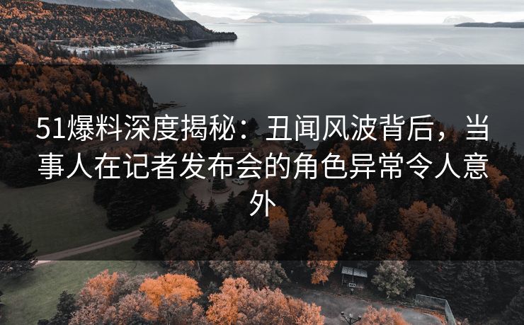 51爆料深度揭秘：丑闻风波背后，当事人在记者发布会的角色异常令人意外