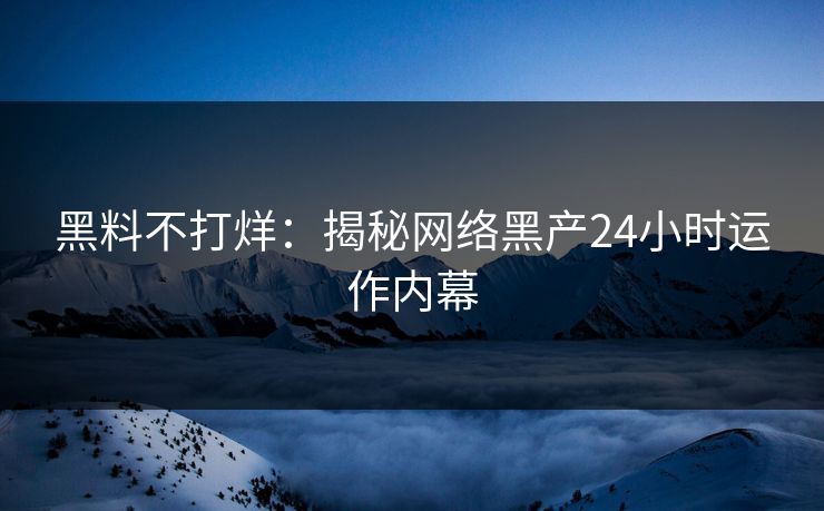 黑料不打烊：揭秘网络黑产24小时运作内幕
