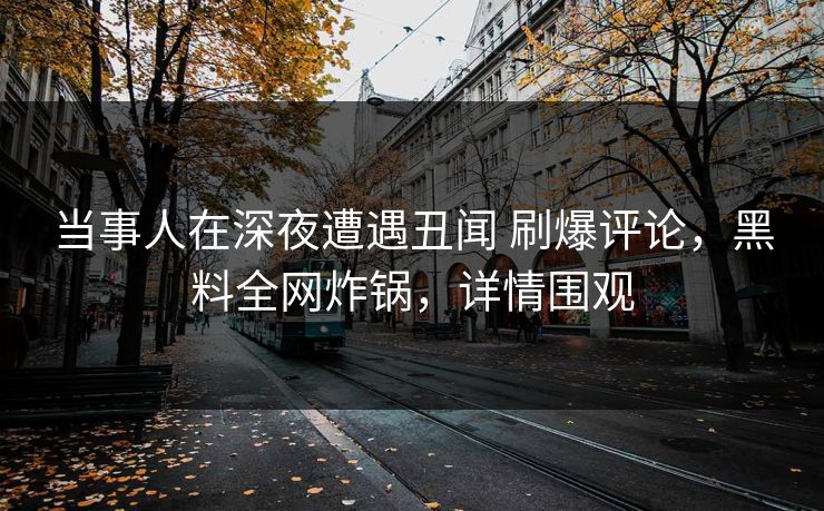 当事人在深夜遭遇丑闻 刷爆评论，黑料全网炸锅，详情围观